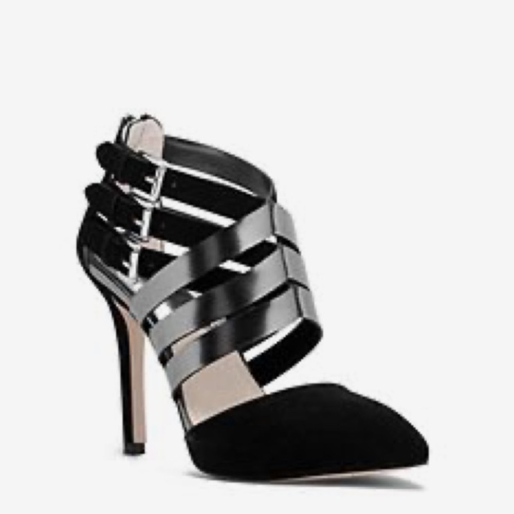 MICHAEL Michael Kors Cammie Black Suede Strappy Heels Size 9